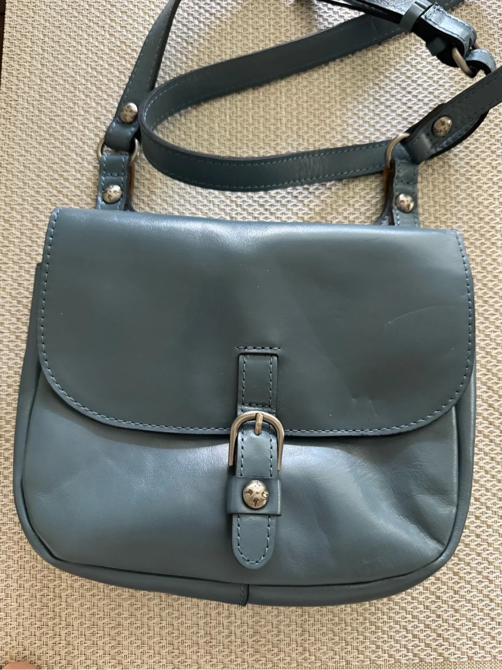 Patricia Nash Claretta Blue Leather Crossbody Saddle Bag